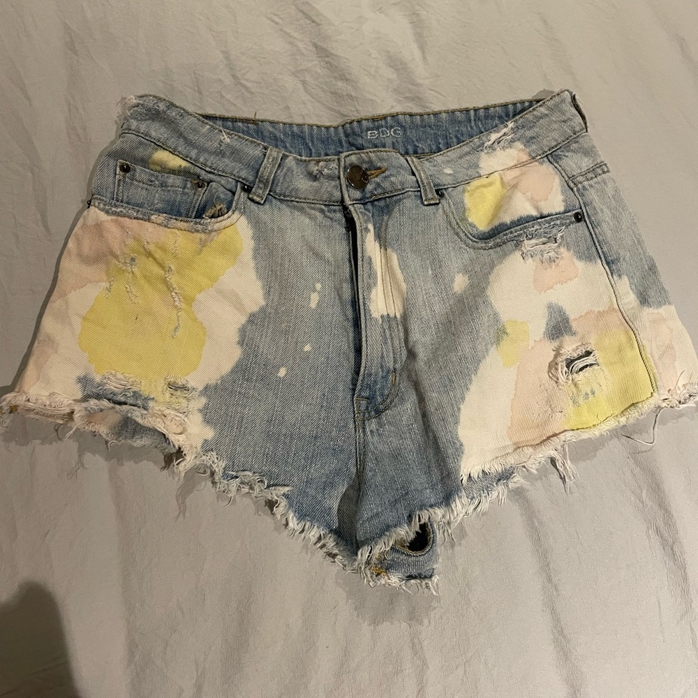 30 waist BDG retro colour splashed jean shorts